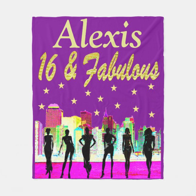 MANTA POLAR PURPLE PERSONALIZADO 16 Y FABULOUS FLEECE BLANKET (Anverso)