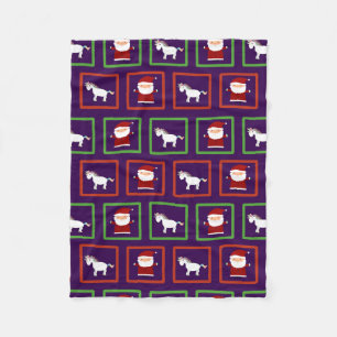 Manta Polar Purple unicorns santa claus patrón