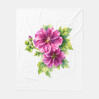 Manta Polar Purple Watercolor Flower Illustration 