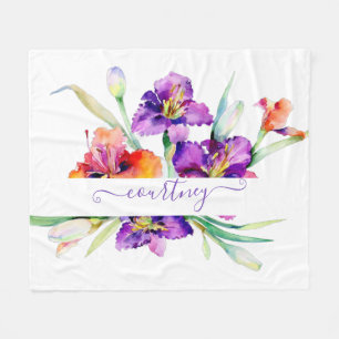 Manta Polar Púrpura acuarela Iris personalizado