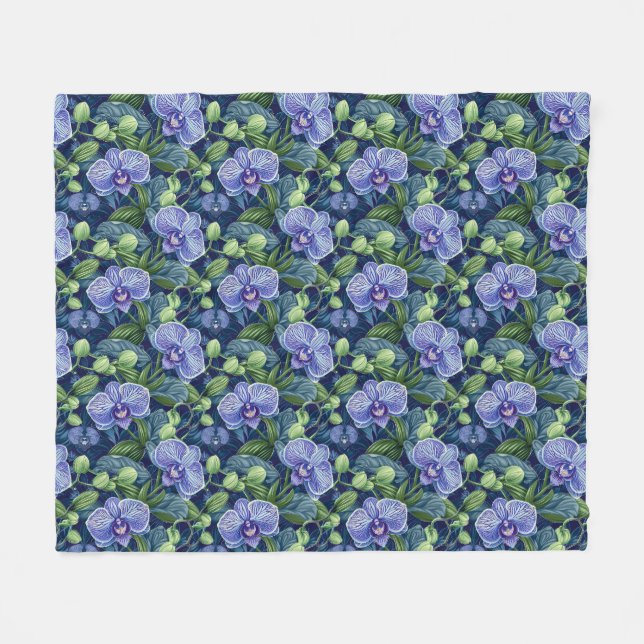 Manta Polar Púrpura de flor de orquídea (Frente (Horizontal))