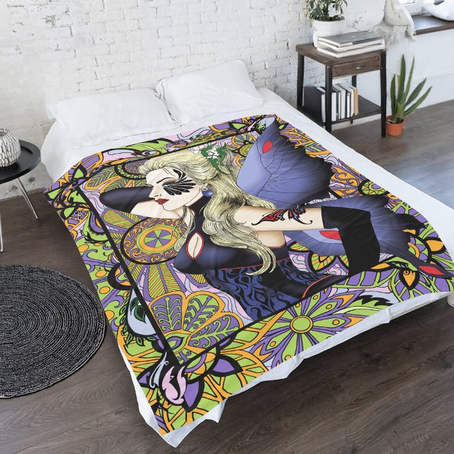 Manta Polar Púrpura de Floral de hadas rubias (Subido por el creador)