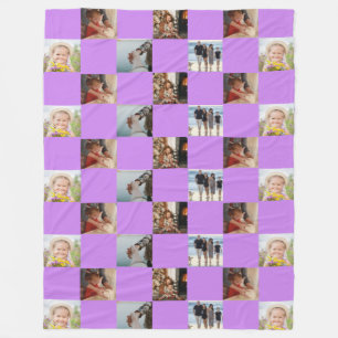 Manta Polar Púrpura Familia Collage Foto Patrón Fleece Blanc