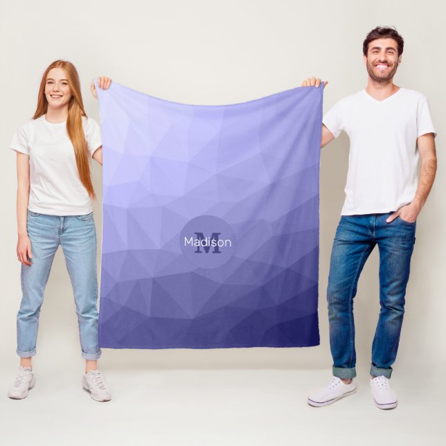 Manta Polar Púrpura malla azul oscuro patrón Monograma (In situ)