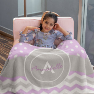 Manta Polar Púrpura Polka Dot Chevron