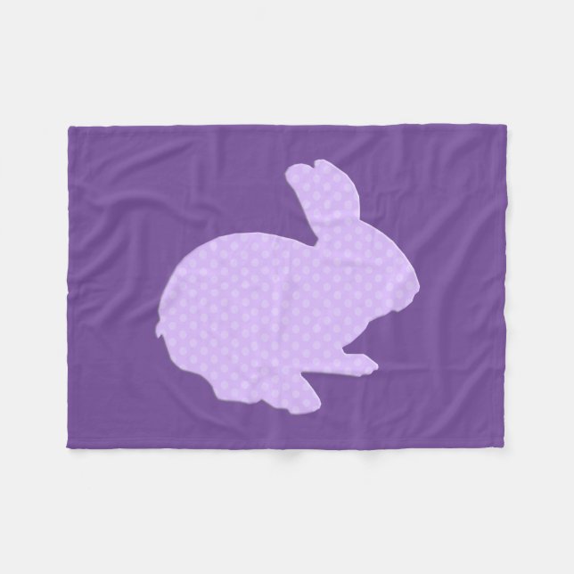 Manta Polar Púrpura Polka Dot Silhouette Bunny Fleece Blanket (Frente (Horizontal))