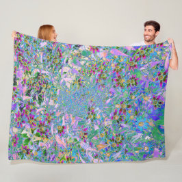 Manta Polar Púrpura Retro, Flores salvajes verdes y azules en 