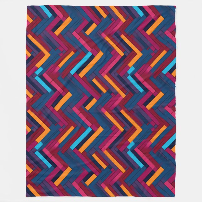 Manta Polar Púrpura,Rosa,Azul Zag Patrón (Anverso)