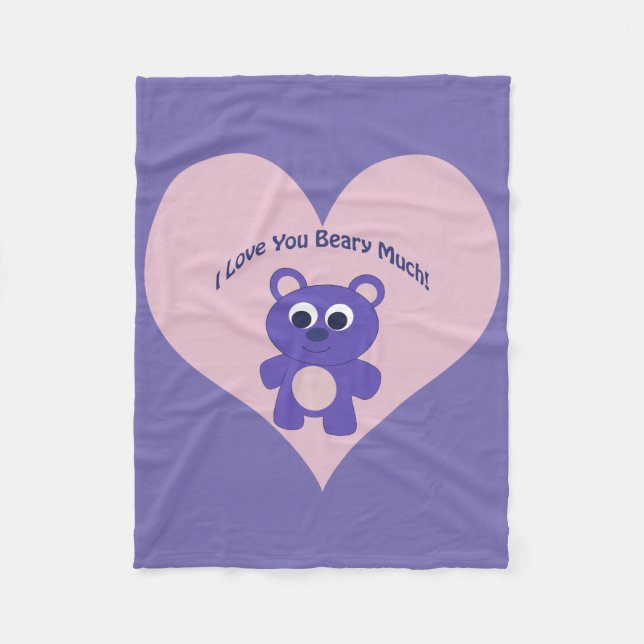 Manta Polar Púrpura te amo Beary Mucha! (Anverso)
