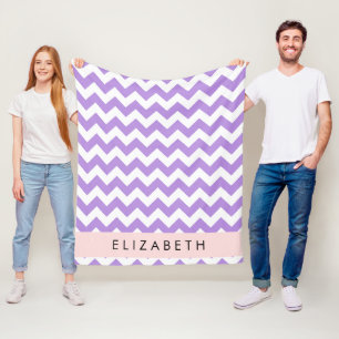 Manta Polar Púrpura Zigzag, Púrpura Chevron, Tu Nombre