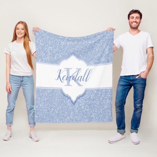 Manta Polar Purpurina azul cielo Monograma Tirado (In situ)