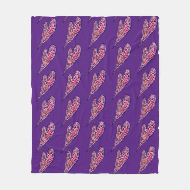 Manta Polar Purpurina azul rosado Corazón Fleece Art Fleece Th (Anverso)