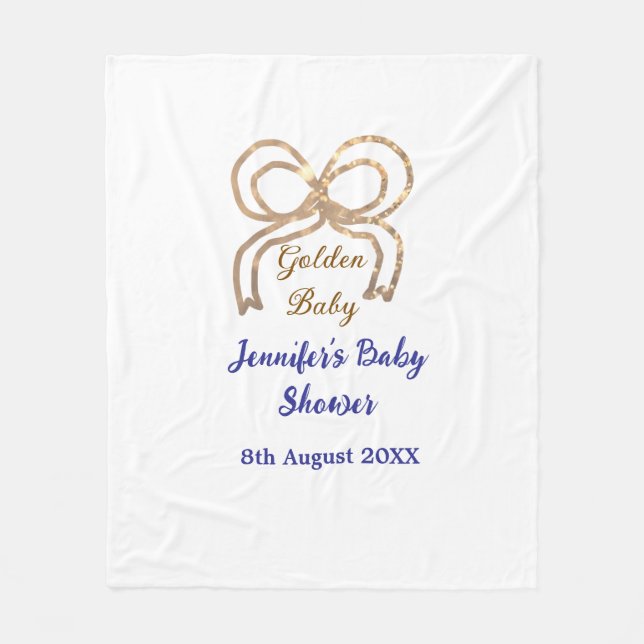 Manta Polar Purpurina bebé dorado proa ducha real azul bebé (Anverso)