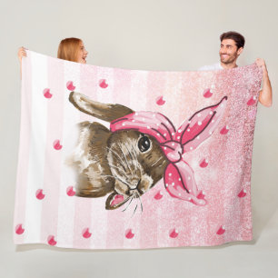 Manta Polar Purpurina Bunny pintado a mano