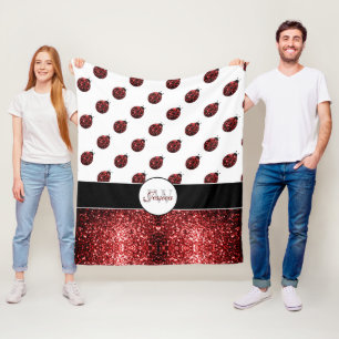 Manta Polar Purpurina de imitación rojo oscuro rompe Monograma