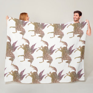 Manta Polar Purpurina de oro de moda, crédula, unicornio, caba