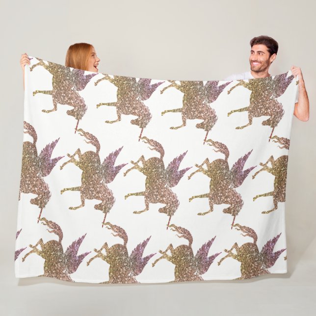 Manta Polar Purpurina de oro de moda, crédula, unicornio, caba (In situ)