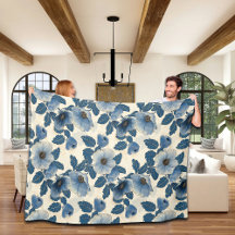 Purpurina de oro floral azul Ukiyo-e japonés