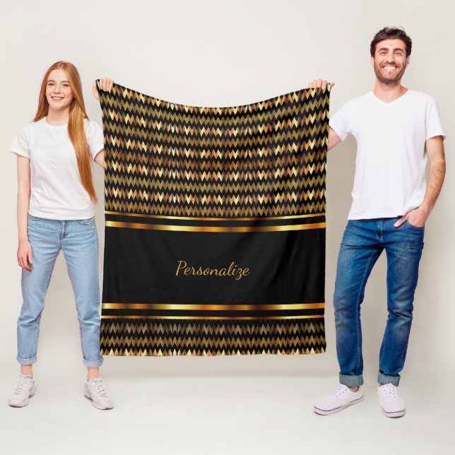 Manta Polar Purpurina de oro y Chevron negro (In situ)