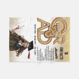 Manta Polar Purpurina Gold Fun Facts Foto Graduación de Grado