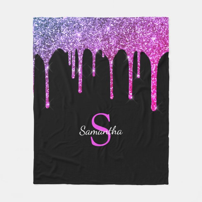 Manta Polar Purpurina morado rosado Perforaciones de espuma No (Anverso)