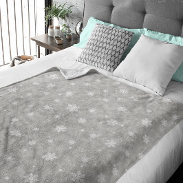 Manta Polar Purpurina Plateado Estrellas Snowflakes Fleece Bla