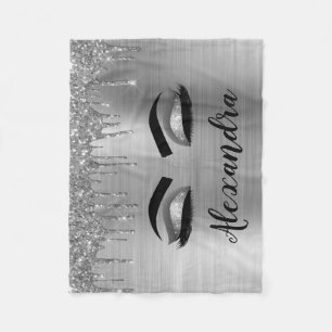 Manta Polar Purpurina plateado Sparkle Eyelashes Monograma Nom