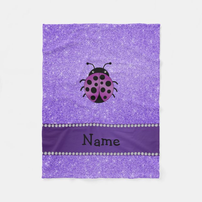 Manta Polar Purpurina púrpura personalizado de la mariquita (Anverso)