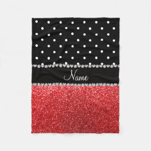 Manta Polar Purpurina rojo personalizado de los lunares negros