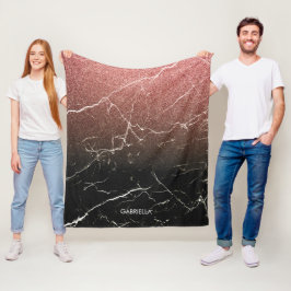 Manta Polar Purpurina Rosa Mármol Negro