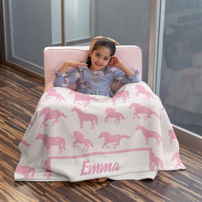 Manta Polar Purpurina Rosa Patrón de Caballo Niña Pequeña Nomb (Subido por el creador)