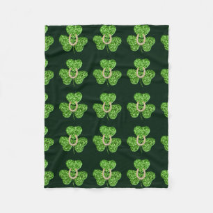 Manta Polar Purpurina Shamrock and Horseshoe Fleece Blanket