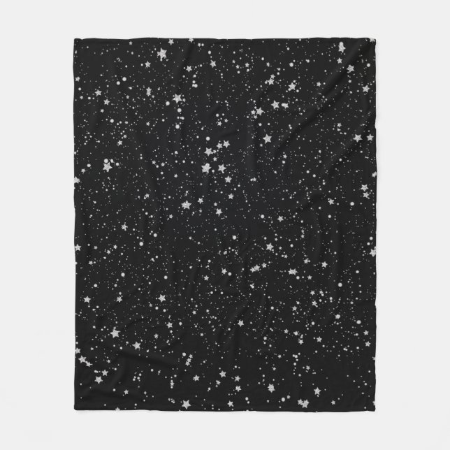 Manta Polar Purpurina Stars2 - Negro de plata (Anverso)