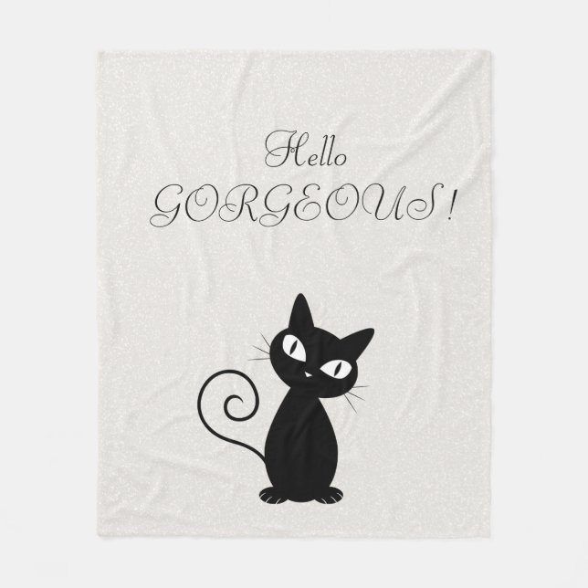 Manta Polar Purpurinoso de gato negro raro y caprichoso, guapo (Anverso)