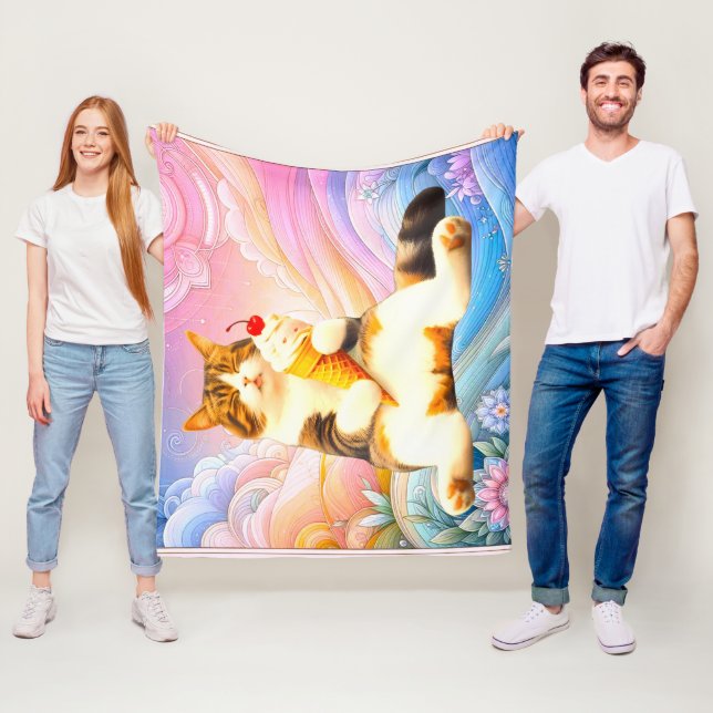 Manta Polar Purrfectly Asleep – Cat Holding Ice Cream Cone (In situ)