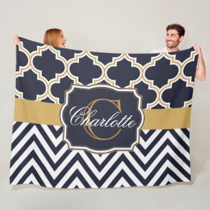 Manta Polar Quatrefoil Chevron Monograma