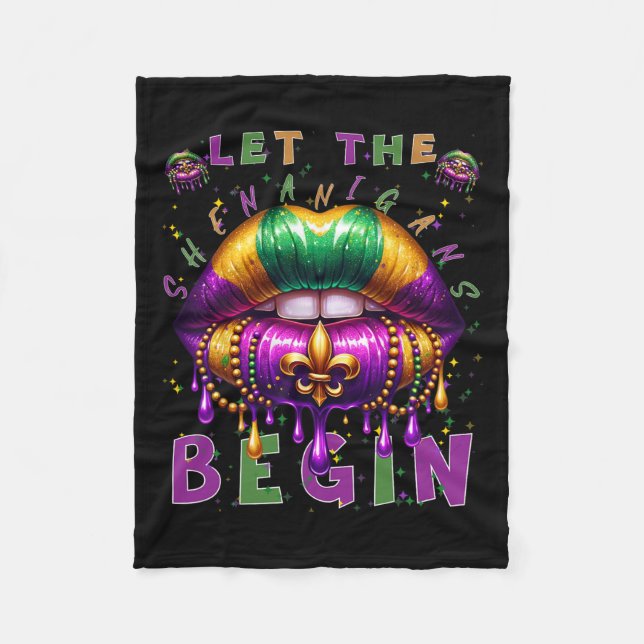 Manta Polar Que los Shenanigans comiencen el Mardi Gras Lips N (Anverso)
