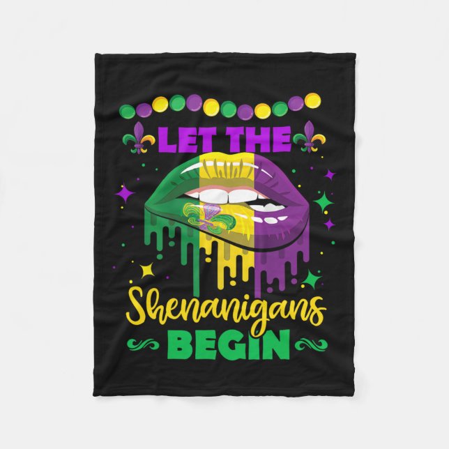Manta Polar Que los Shenanigans comiencen el Mardi Gras Lips N (Anverso)