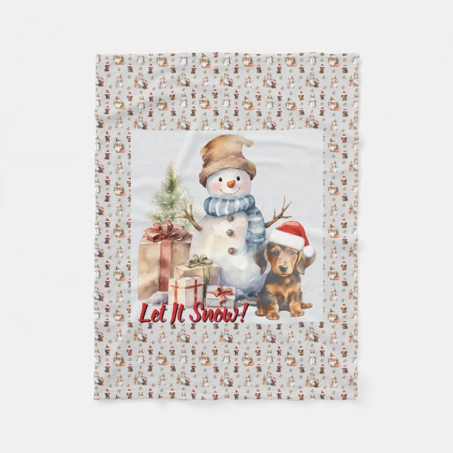 Manta Polar Que nieve, Dachshund y Snowman (Anverso)