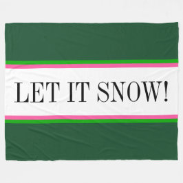 Manta Polar QUE NIEVE franjas verdes alpinas blancas brillante