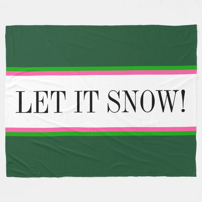 Manta Polar QUE NIEVE franjas verdes alpinas blancas brillante (Frente (Horizontal))