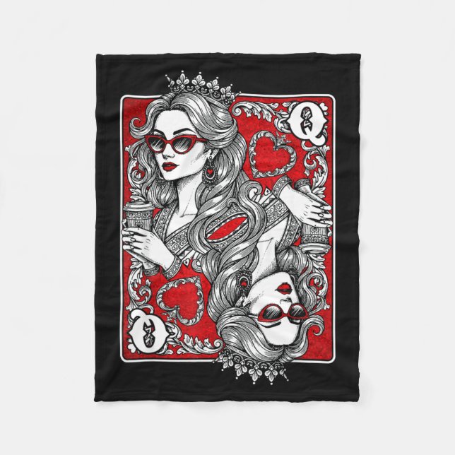 Manta Polar Queen Of Heart Playing Card Coffee Lover Gambling  (Anverso)