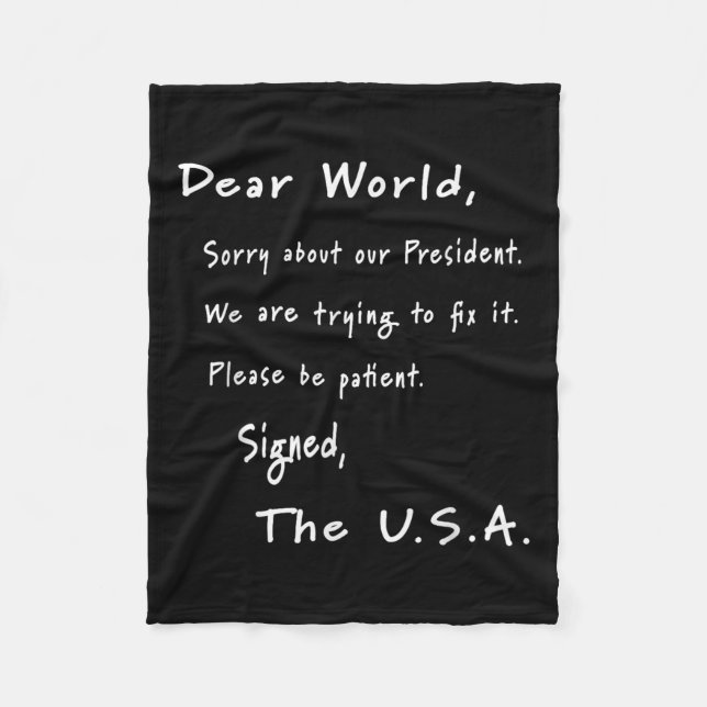 Manta Polar Querida Carta De Disculpa Mundial De Eeuu Anti-Tru (Anverso)