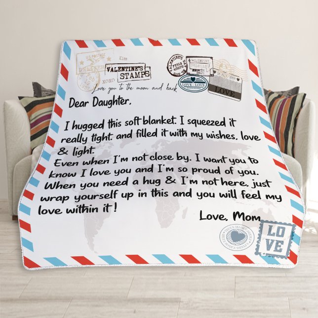 Manta Polar Querida hija en blanco, regalo para su hija (Subido por el creador)