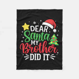 Manta Polar Querido Papá Noel, mi hermano hizo navidad
