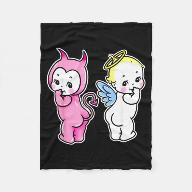 Manta Polar Querubines ángel diablo bebé Kewpie (Anverso)
