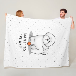 Manta Polar ¿Quieres jugar? Perro de Bichon Frise con bola - l