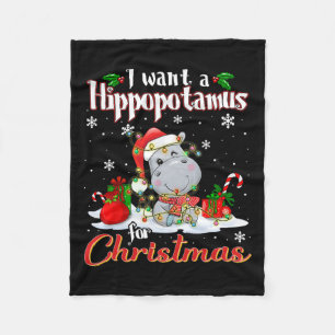 Manta Polar Quiero Hipopótamo Para Navidades Gracioso Hip De N