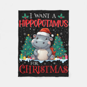 Manta Polar Quiero Hipopótamo Para Navidades Xmas Hippo Niño