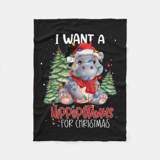 Manta Polar Quiero Hipopótamo Para Navidades Xmas Hippo Para (Anverso)